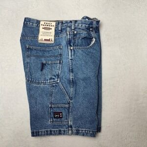 Vintage Phat Farm Shorts Mens 34 Blue Y2K 10" Carpenter Denim Relaxed Baggy Wide